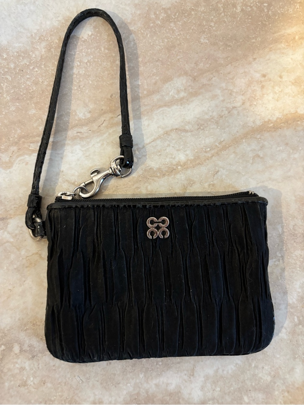 Coach Black Wristlet Clutch with Quilted Texture